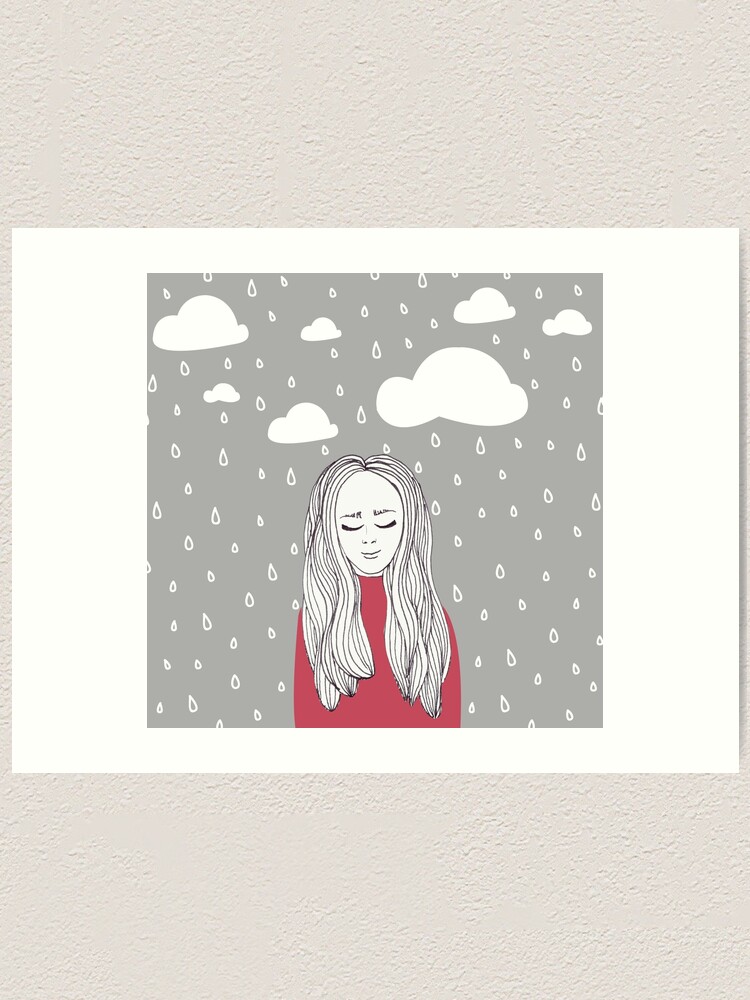 Alternate view of Happy girl in the rain Art Print