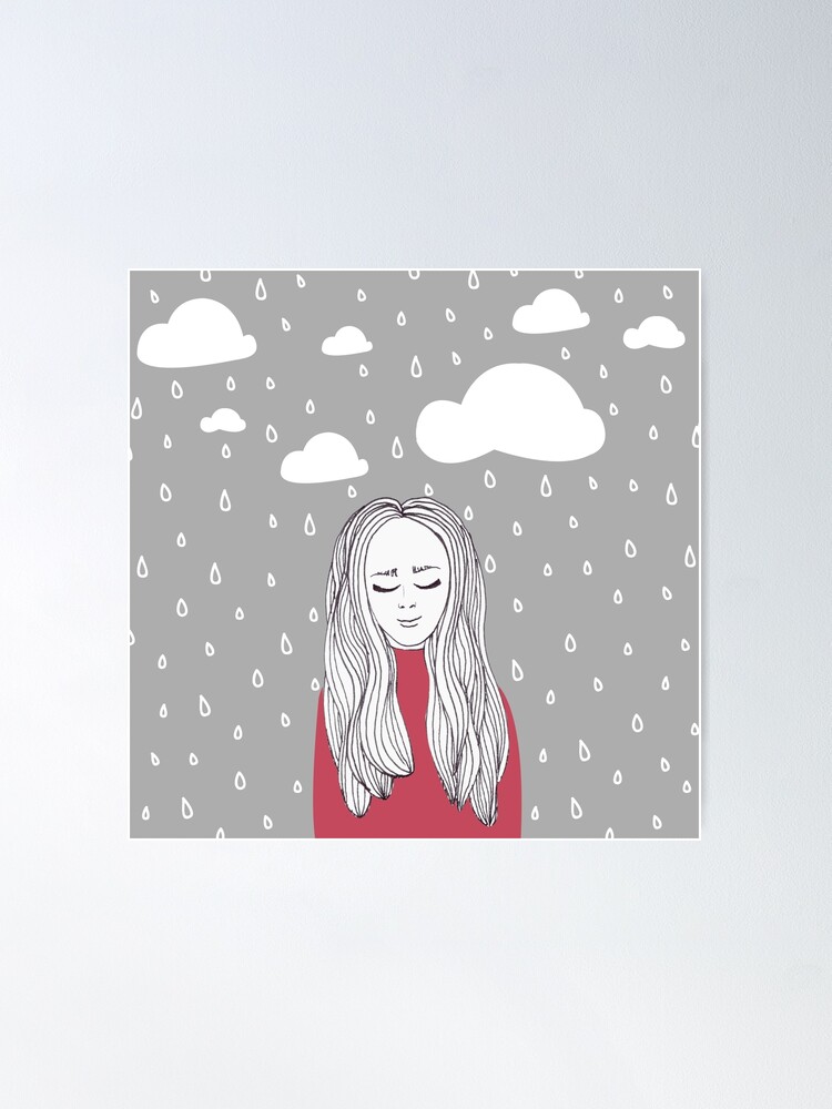 Alternate view of Happy girl in the rain Poster