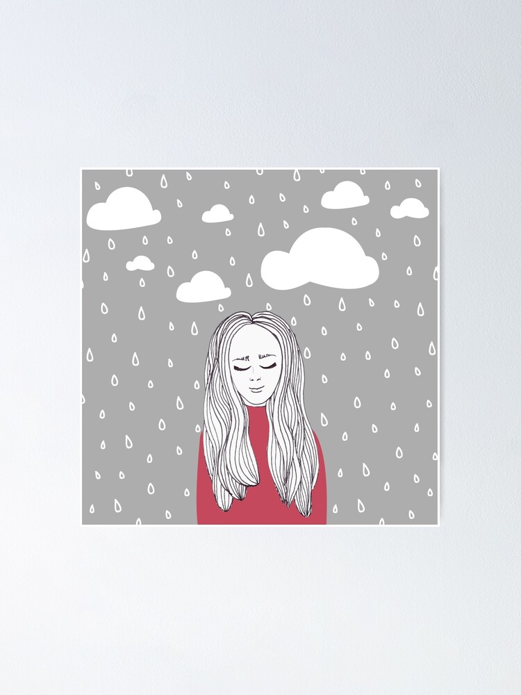 Alternate view of Happy girl in the rain Poster