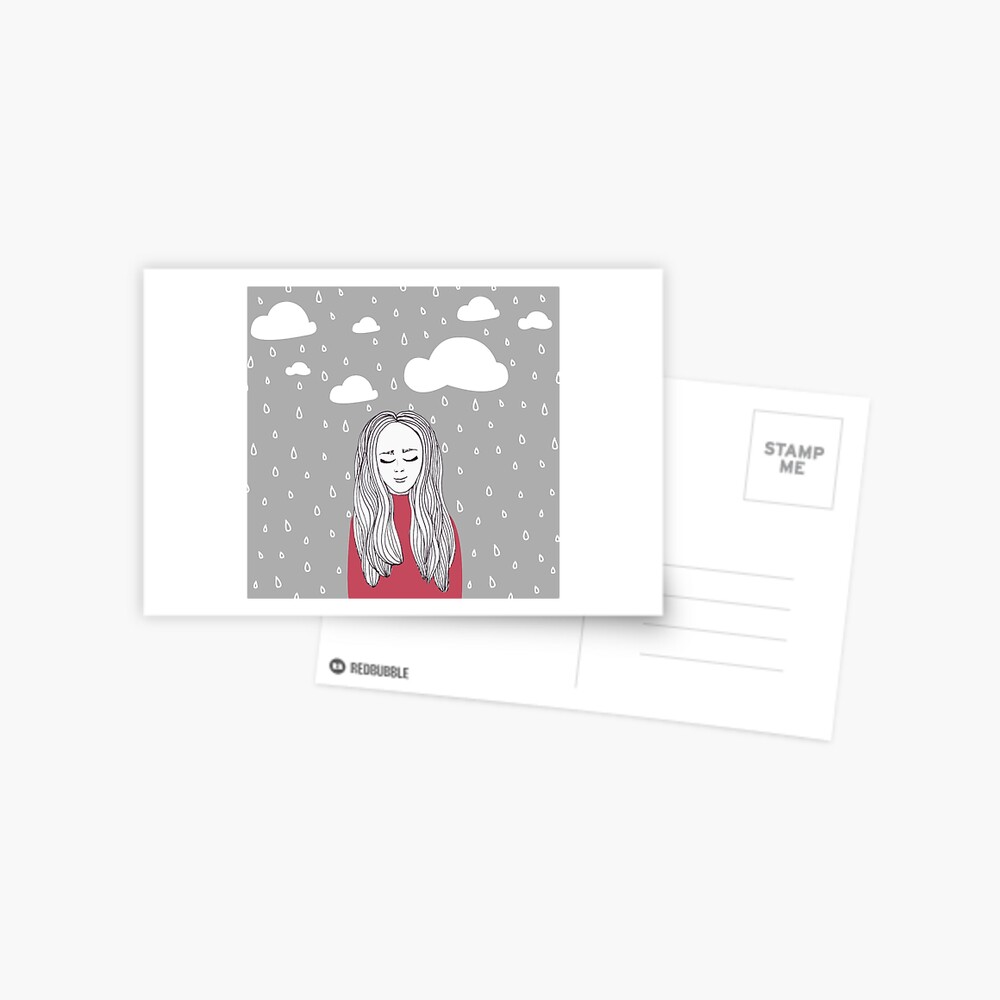 Happy girl in the rain Postcard