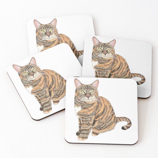 Item preview, Smug Tabby Cat - Tabby Cat Smiling - Tabby Kitty Smirk - White Background designed and sold by EcoElsa.