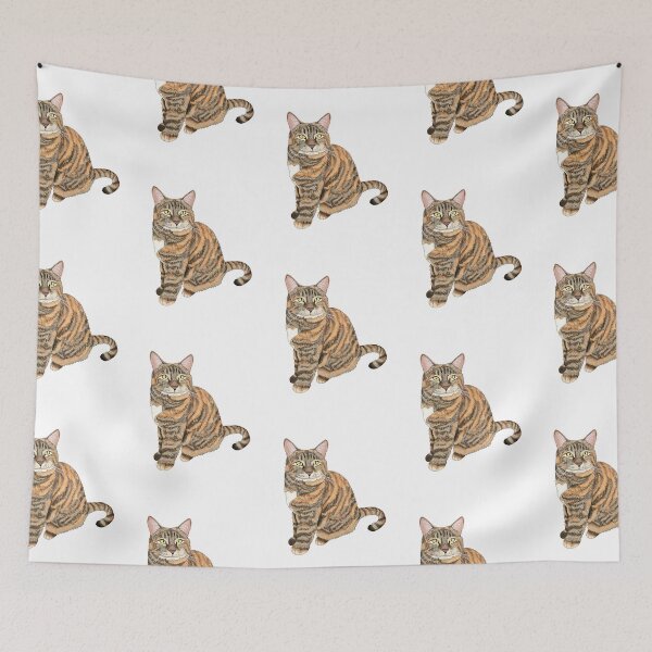 Item preview, Smug Tabby Cat - Tabby Cat Smiling - Tabby Kitty Smirk - White Background designed and sold by EcoElsa.