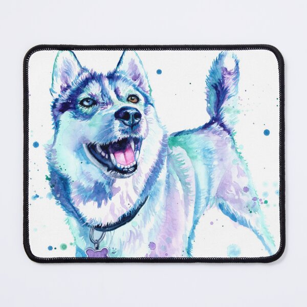 Item preview, Malamute Whimsical Splashy Watercolor Portrait Painting designed and sold by CariJohnstonArt.