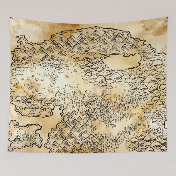 Item preview, Paddestole Fantasy Mushroom Map Drawing Illustration designed and sold by Abigaillynnarts.
