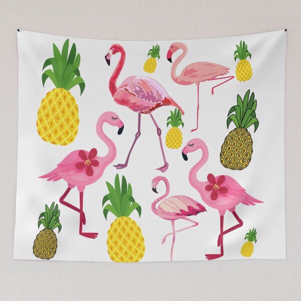 Item preview, flamingo and pineapple pattern designed and sold by BronikowskiART.