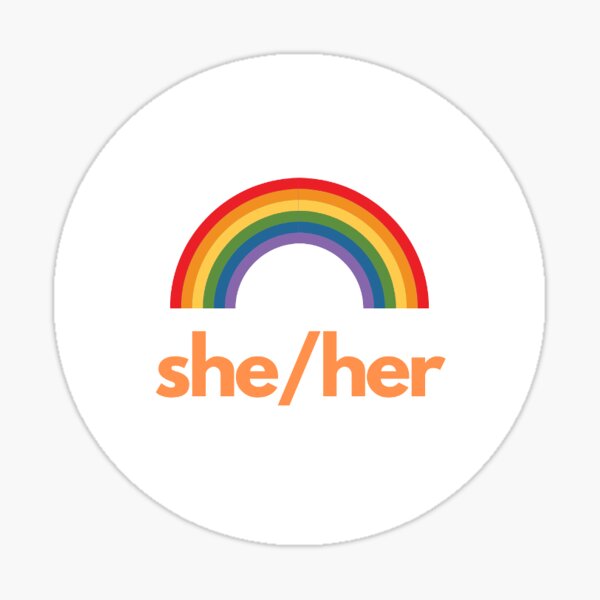 she/her (orange) Sticker