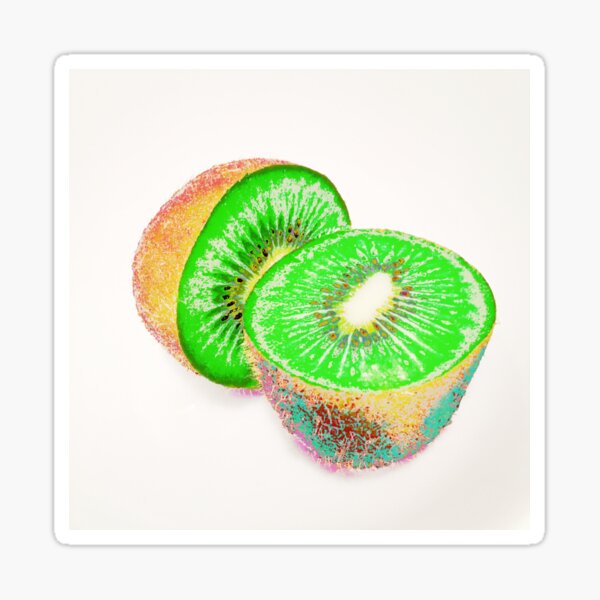 Kiwilicious - Neon Green Kiwi Fruit Photo Art Sticker