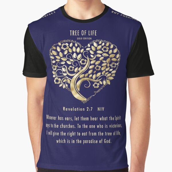 Christian Bible Verse Tree of Life Revelation 2:7 Graphic T-Shirt