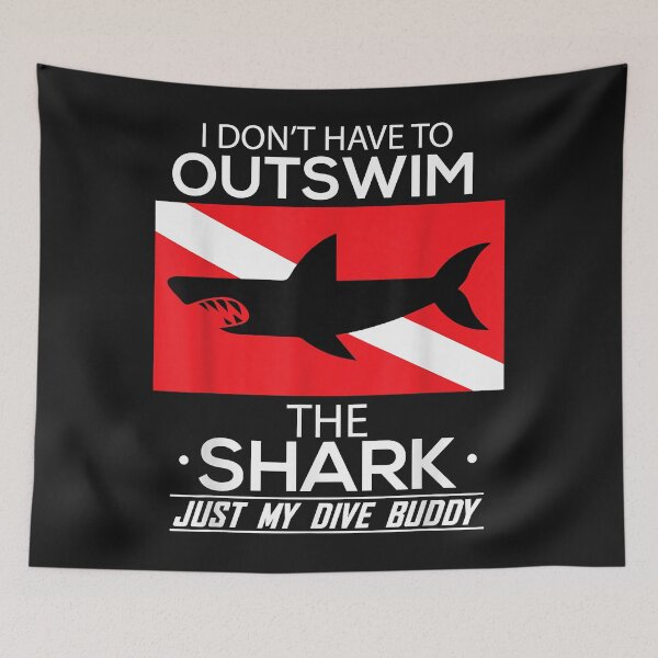 Item preview, Out Swim My Dive Buddy Funny Shark Scuba Diving Diver designed and sold by AdrienDierckx.