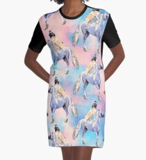 Pug Riding a Unicorn Graphic T-Shirt Dress