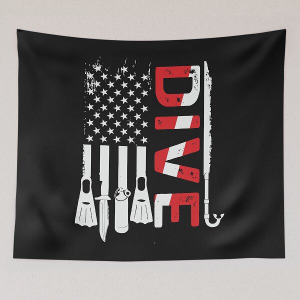 Item preview, Vintage Scuba Diving Gear American Scuba Diver Down Flag designed and sold by AdrienDierckx.