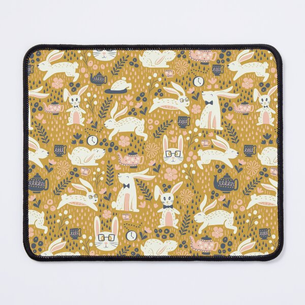Item preview, Bunnies + Teapots in Gold designed and sold by latheandquill.