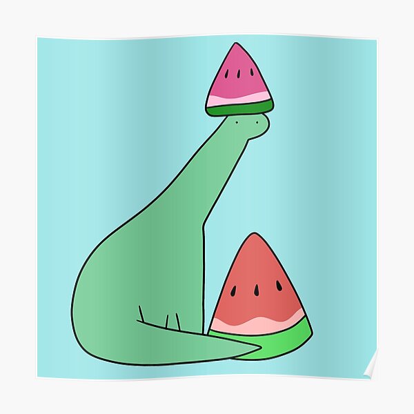 "Watermelon Long Neck Dino" Poster by SaradaBoru Redbubble