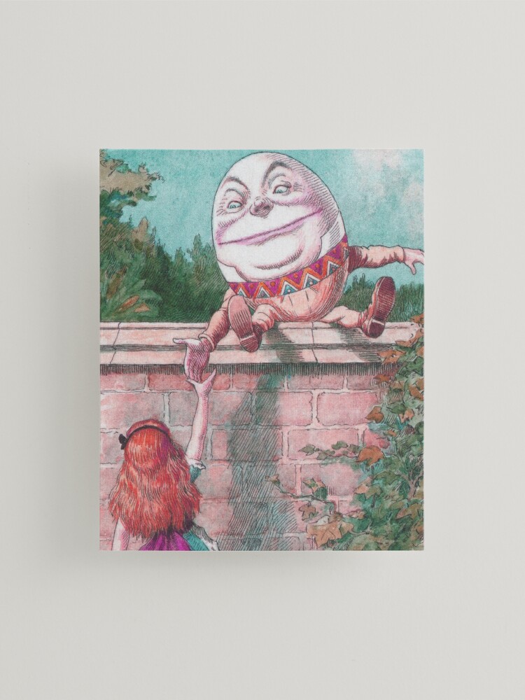 Alice in Wonderland and Humpty Dumpty funny Easter picture Mounted Print  by Mauswohn