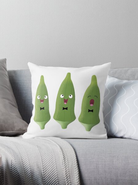 Vista previa del artículo con la obra «Cute dibujos animados de vegetales cantando okra», diseñado y vendido por FrogFactory.