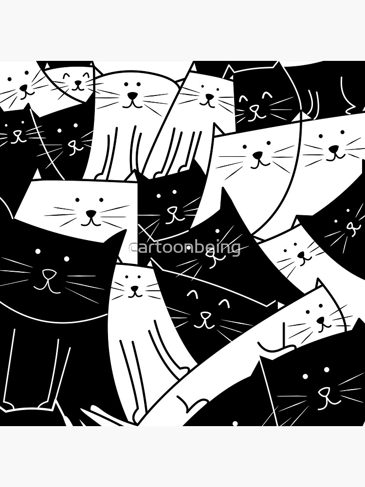 Artwork view, The Cats are Watching B/W designed and sold by cartoonbeing