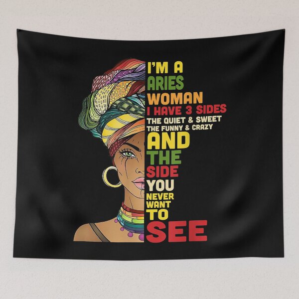Item preview, I Am A Aries Woman I Have 3 Sides Black Queen designed and sold by anthonymark14.