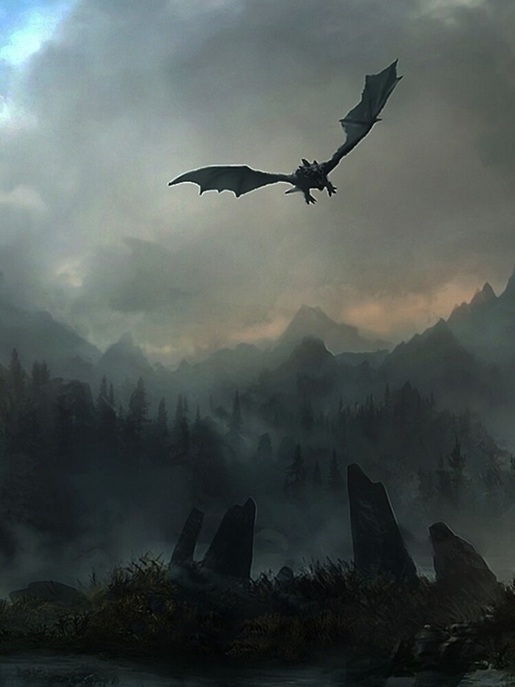 skyrim dragon landscape
