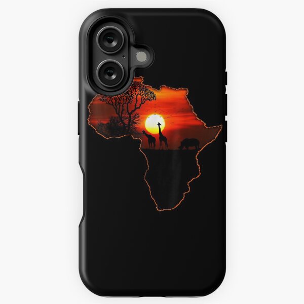 Item preview, Africa Map Beautiful African Kissing Scene With Baobab Tree And Animals designed and sold by MarieSmart77.