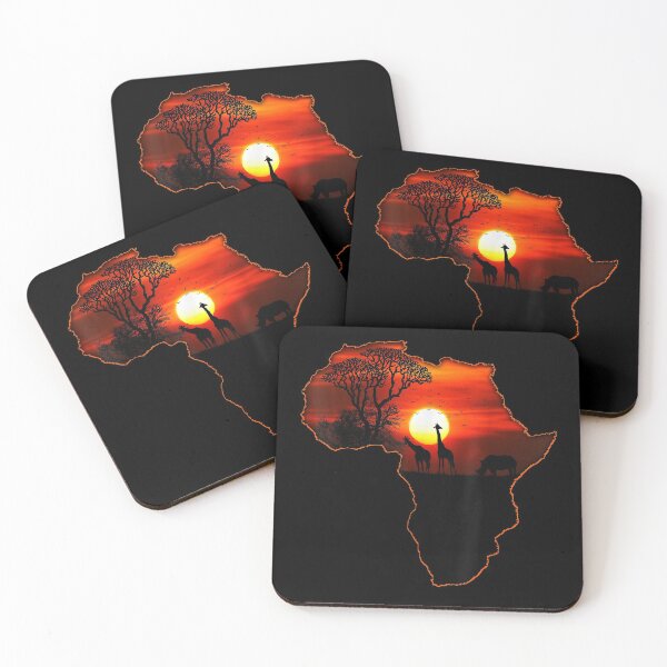 Item preview, Africa Map Beautiful African Kissing Scene With Baobab Tree And Animals designed and sold by MarieSmart77.
