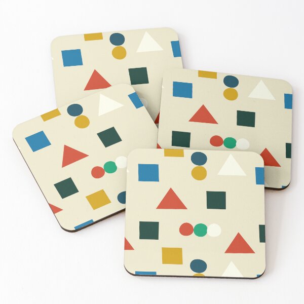 Item preview, Cute vector colorful abstract pattern design in minimalistic style.Multicolor geometric shapes - circles, squares, triangles on grey background. designed and sold by BychkovaEvgenia.