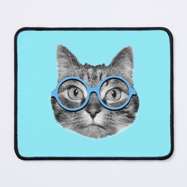 Item preview, Cute hipster cat with big blue glasses designed and sold by Purr95.