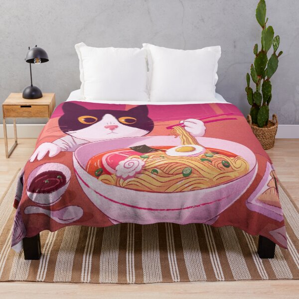 Artikelvorschau, Entzückende Katze, die japanische Ramen isst, süß, hungrig, Illustration, Kunst, Lofi, Knödel, Sushi entworfen und verkauft von RashidaHanaart.
