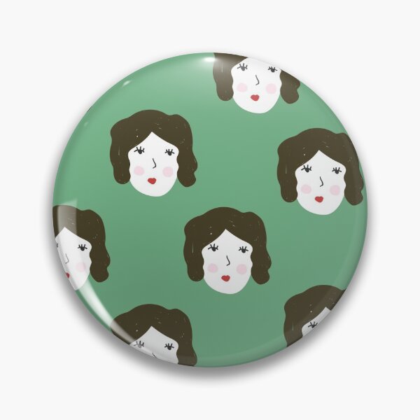 Item preview, Cute portraits of  brunet girl  repeated on  green background. Simple and stylish Scandinavian print. designed and sold by BychkovaEvgenia.