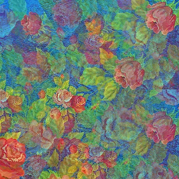 Artwork thumbnail, Rose Pattern Blue Background Variation by Ric1926