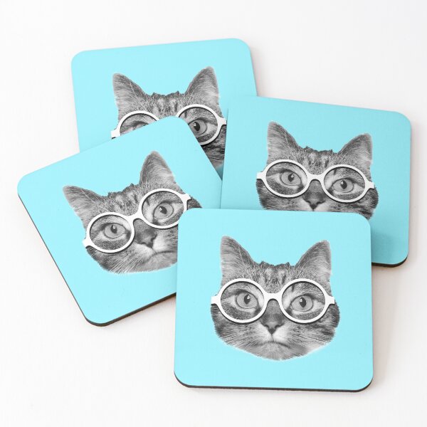 Item preview, Cute hipster cat with white glasses designed and sold by Purr95.