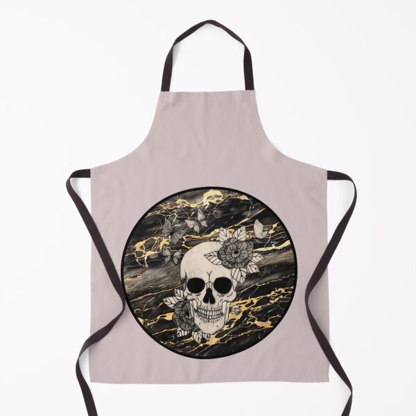 Item preview, Black and Gold Marble Skull and Flowers designed and sold by Arte Del Cuerpo Humano.