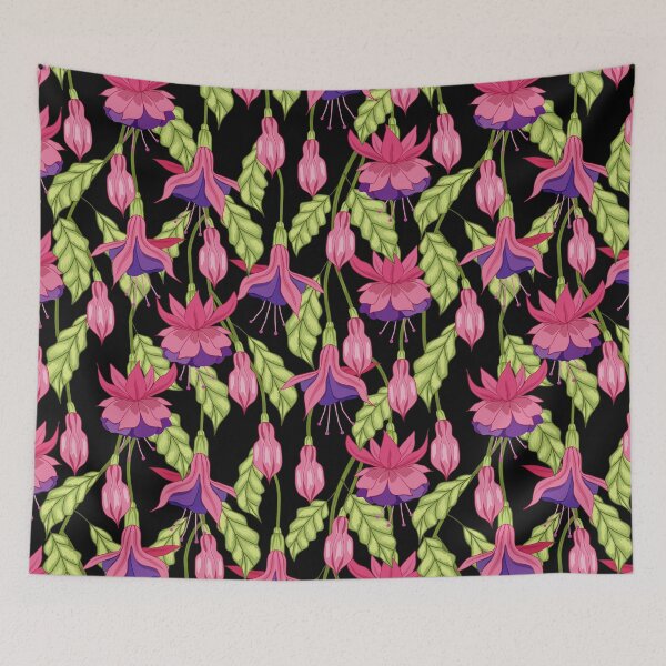 Item preview, Fuchsia Flowers Pattern designed and sold by Ayesha Saleem.