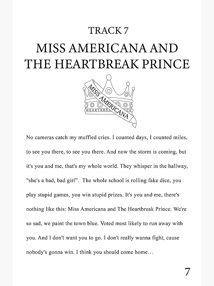 Miss Americana and the Heartbreak Prince Lyrics