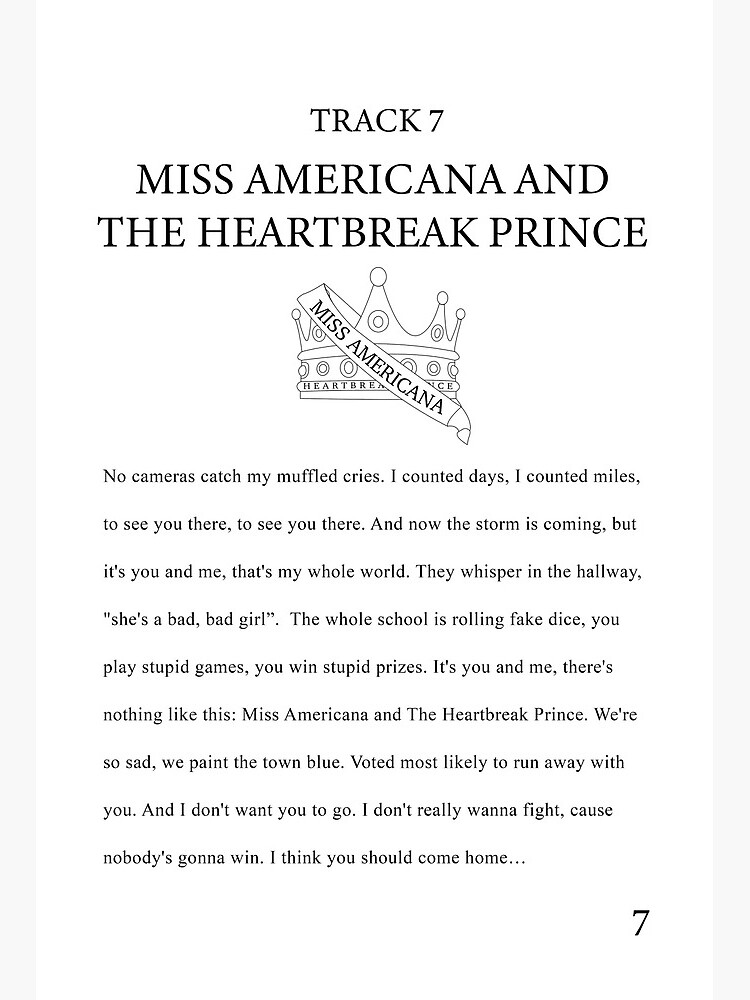 Miss Americana and the Heartbreak Prince Lyrics