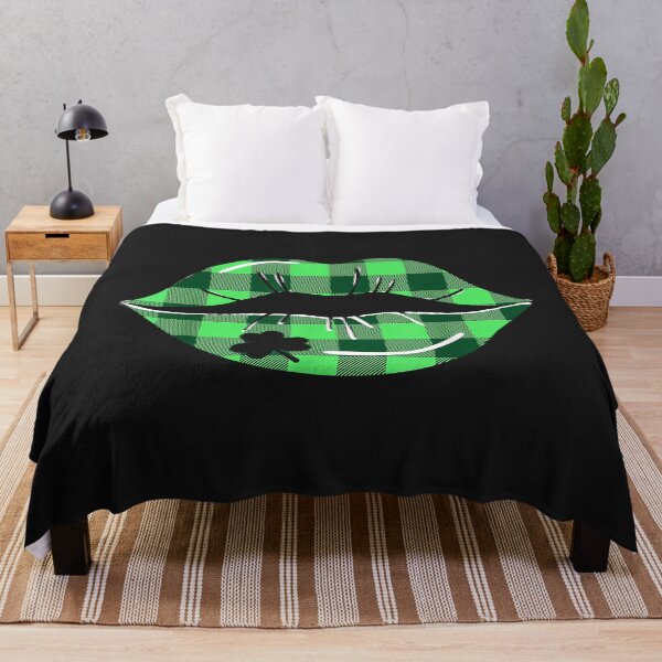 Item preview, Happy St Patrick Day Plaid Graphic Sexy Green Lips Clover designed and sold by romanl3.