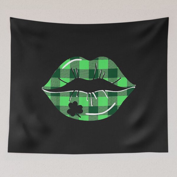 Item preview, Happy St Patrick Day Plaid Graphic Sexy Green Lips Clover designed and sold by romanl3.