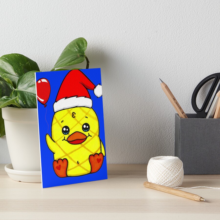 Moriah Elizabeth Pineapple Duck Wearing Christmas Hat Sticker" Art Board Print by
