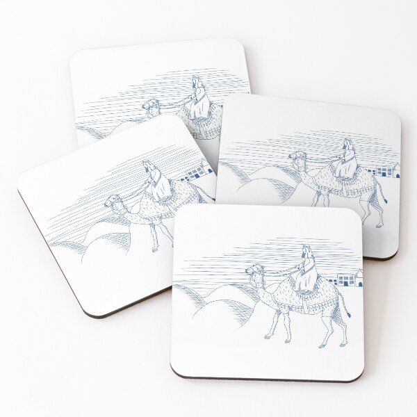 Item preview, Camel and Rider in Desert in Navy Pen and Ink designed and sold by Zab Butler Design.