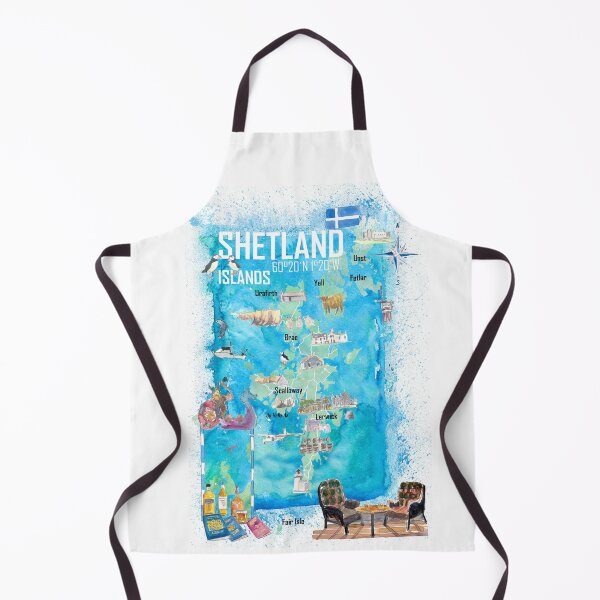 Item preview, Shetland Islands Illustrated Travel Map with Touristic Highlights designed and sold by artshop77.