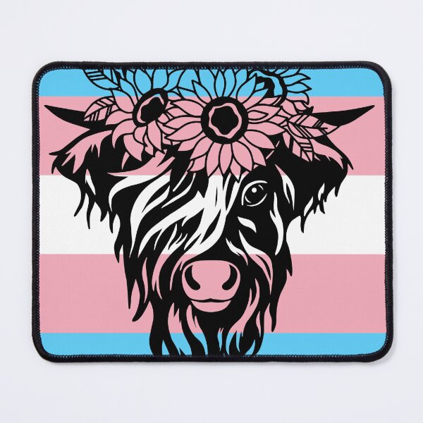 Item preview, highland cow trans flag designed and sold by goblinbabe.