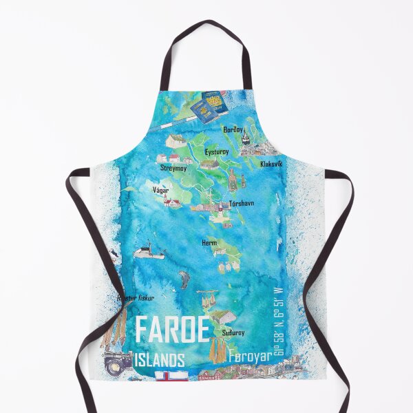 Item preview, Faroe Islands Illustrated Travel Map with Touristic Highlights designed and sold by artshop77.