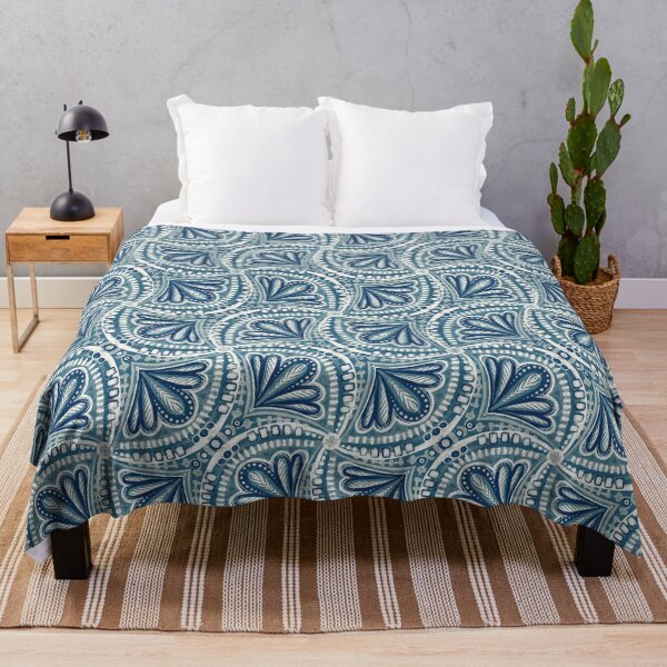 Item preview, Textured Fan Tessellations in Navy Blue and White designed and sold by micklyn.