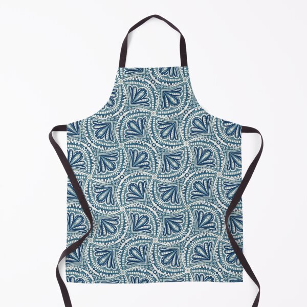 Aperçu de l'œuvre Tessellations en éventail texturées en bleu marine et blanc créée et vendue par micklyn.