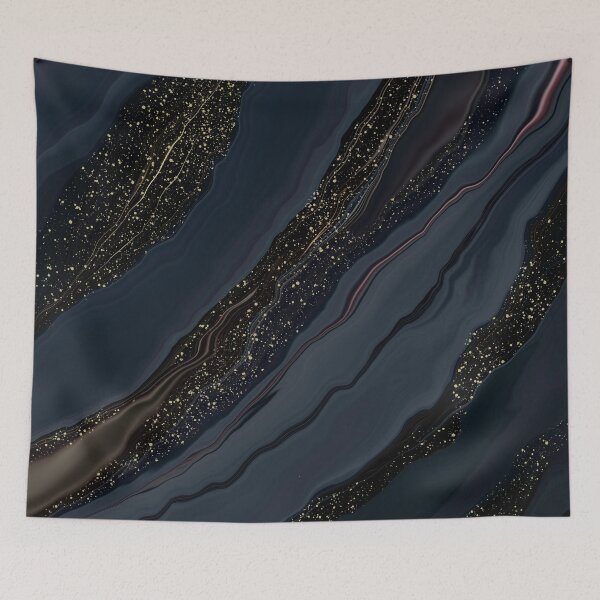 Item preview, Sparkly Black- Blue Faux Marble designed and sold by beyondrainbows.
