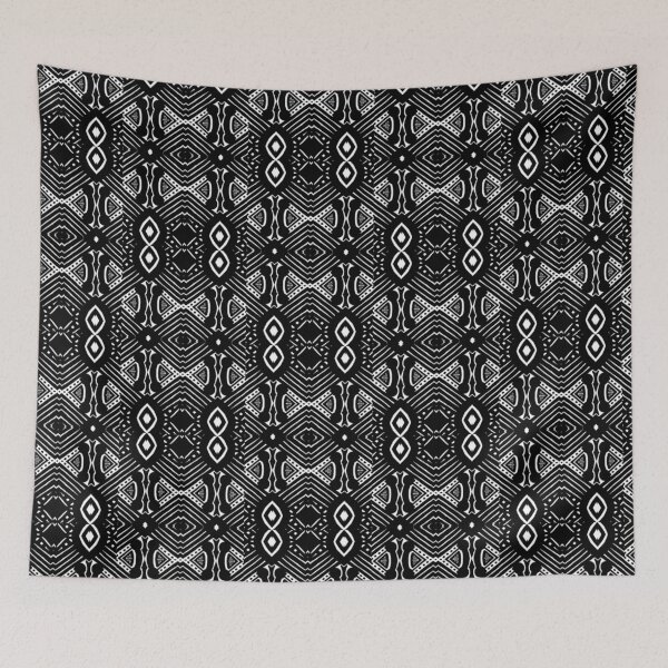 Item preview, Beautiful symmetrical pattern african wax print fabric black and white  designed and sold by Tony Cisse.