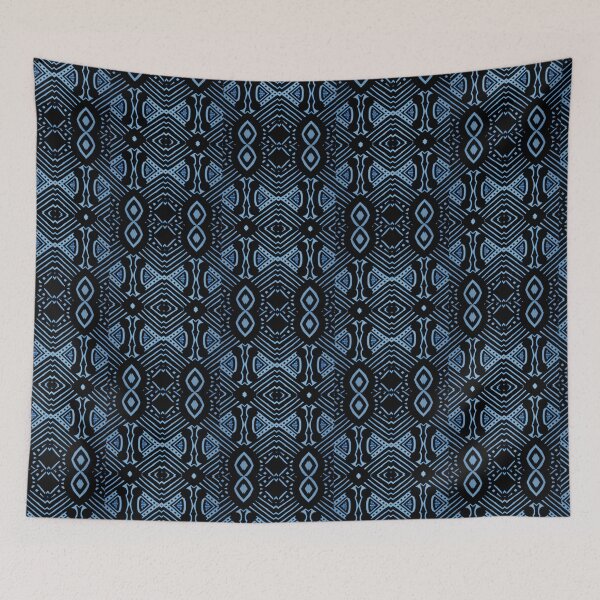 Item preview, Beautiful symmetrical african wax print fabric black and blue designed and sold by Tony Cisse.
