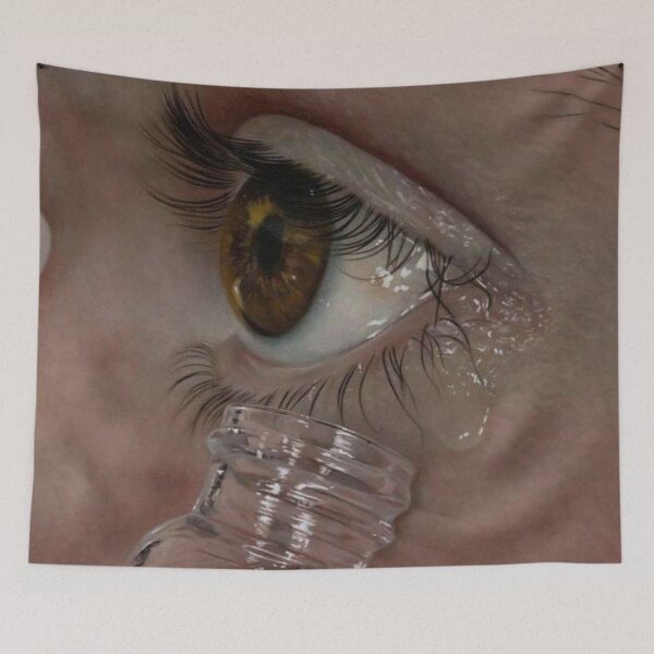 Item preview, Face of a girl weeping & collecting Tears in a container designed and sold by VIVEK KUMAR RAI.