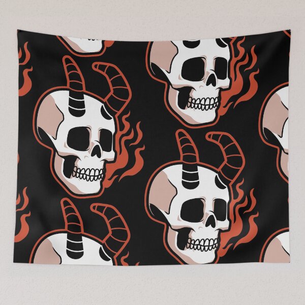 Item preview, Horned hell skull designed and sold by 1DesignDude1.