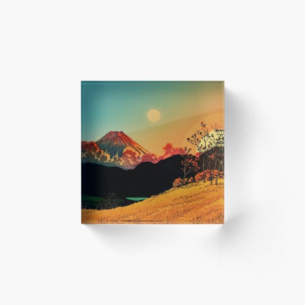 Item preview, New Year Morning in Shades of Orange and Blue - Nature Landscape of Mountain, Sun and Moon designed and sold by Kijiermono.