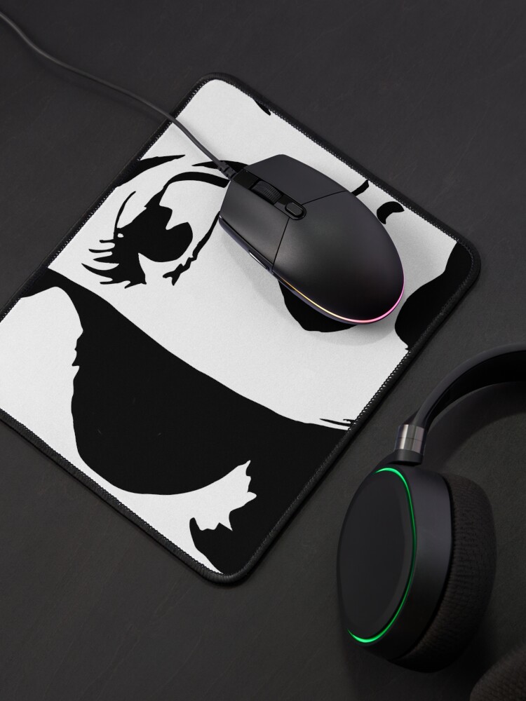 Alternate view of Comic Concerned Woman's Face - Black and White Mouse Pad